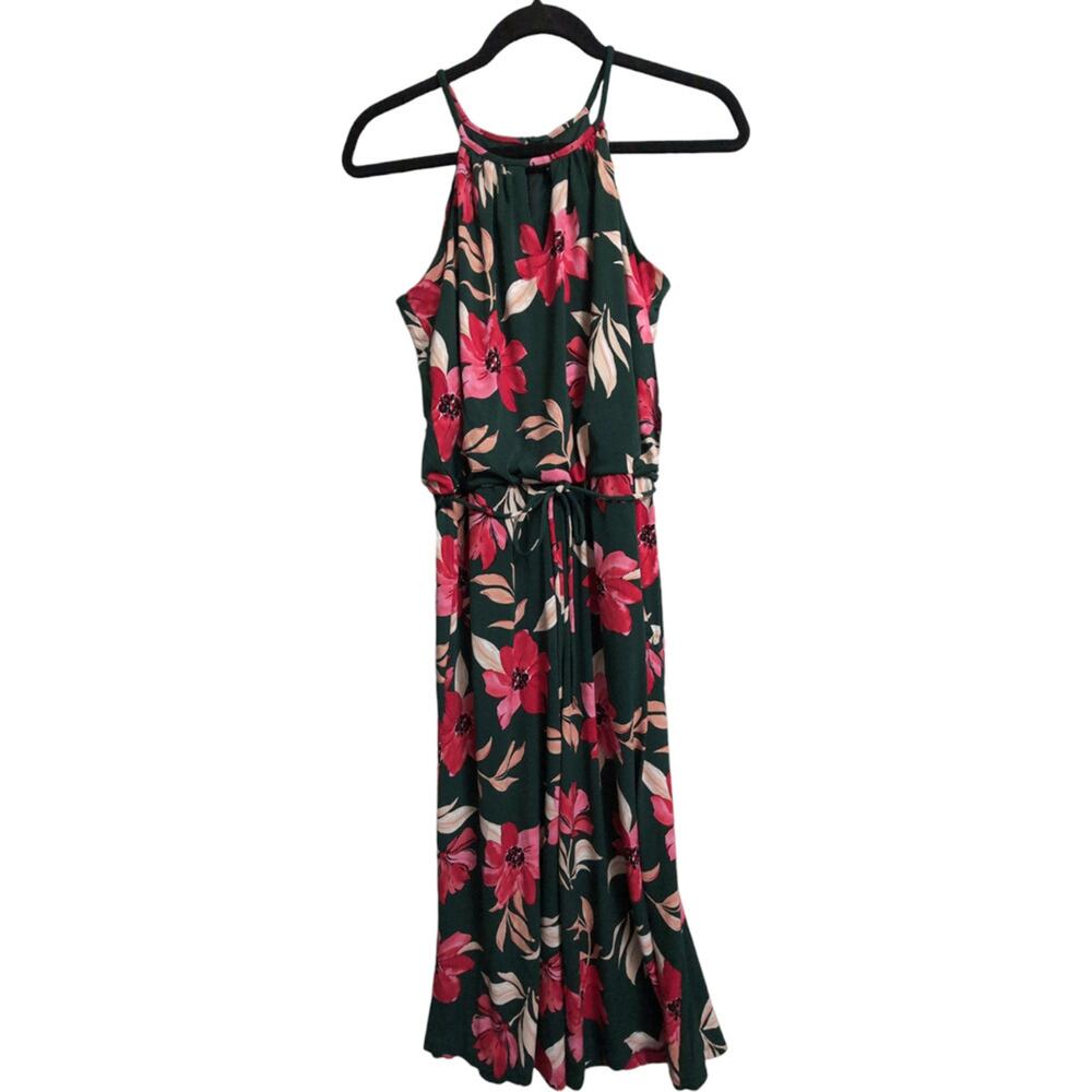 NWT MAGGY LONDON Lottie Crop Jumpsuit Floral Sleeveless Halter Tie Waist Size 4